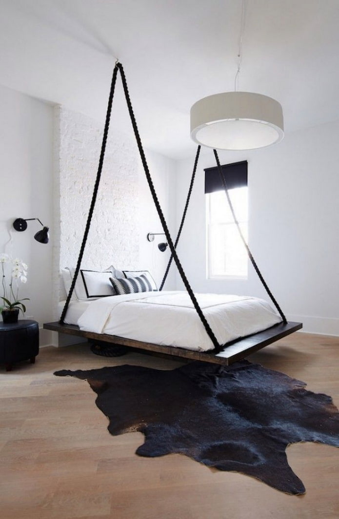 hanging bed in the bedroom