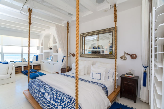 hanging bed in nautical style