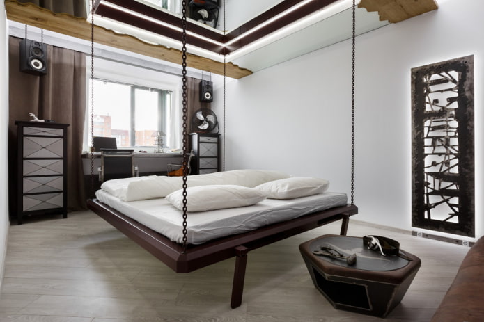 bed on chains in the interior