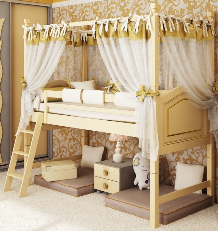 canopy bed in the nursery for a girl