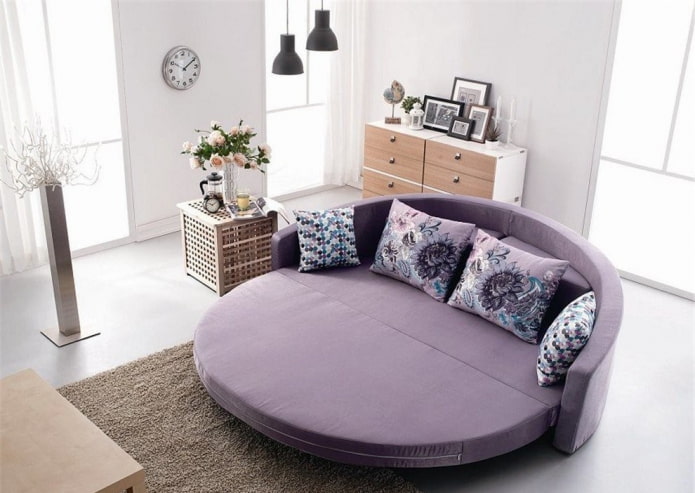 round folding sofa in the interior
