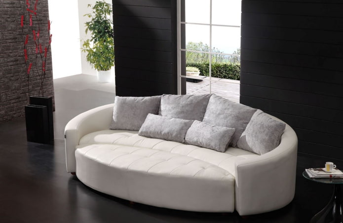oval folding sofa in the interior