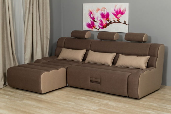 folding sofa with headrests in the interior