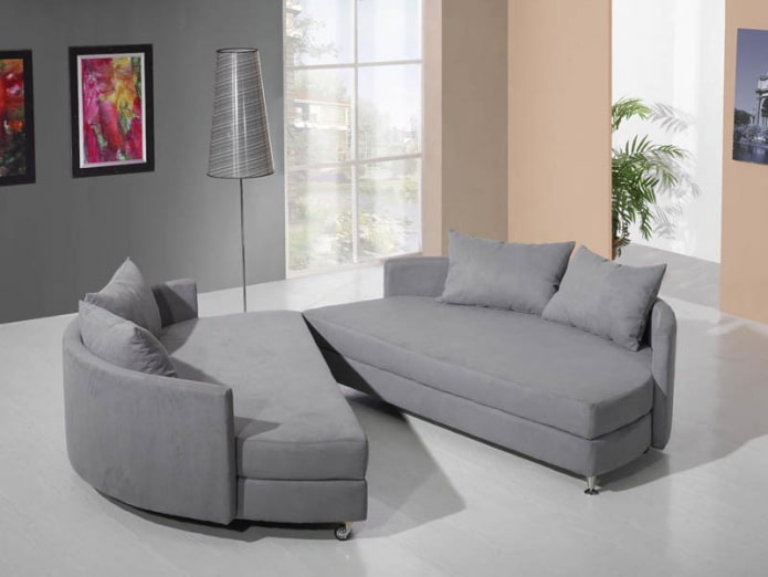 semicircular folding sofa in the interior