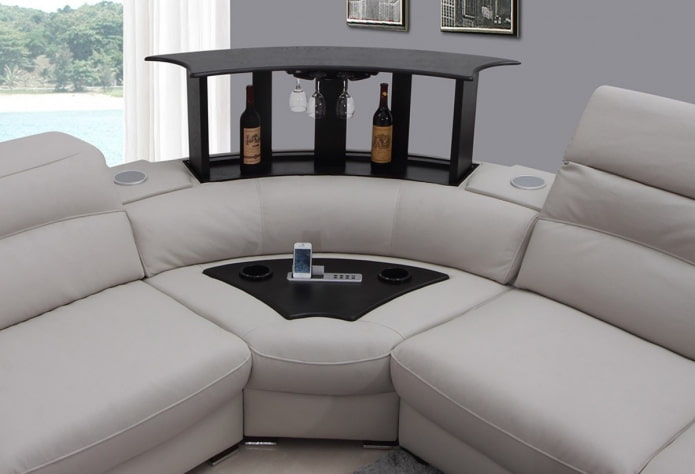 folding sofa with a bar in the interior