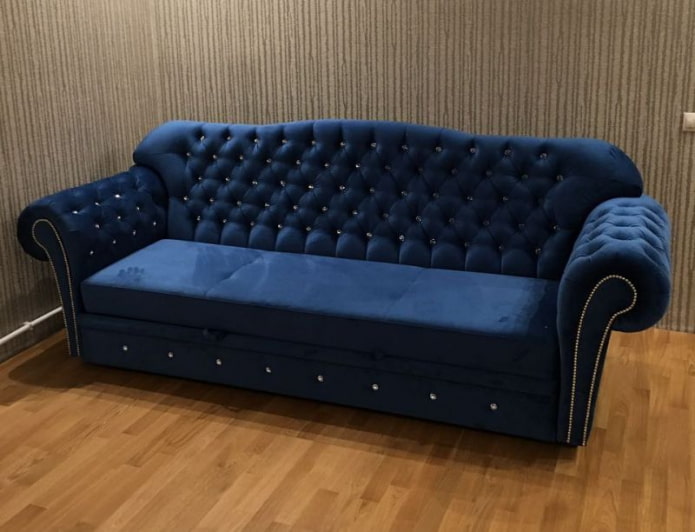 folding sofa with rhinestones in the interior