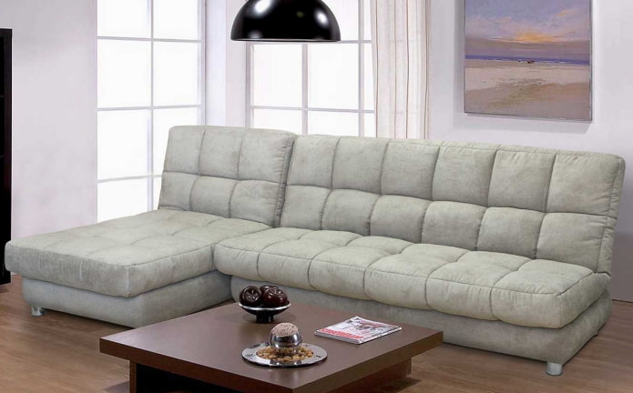 folding sofa with chaise longue in the interior