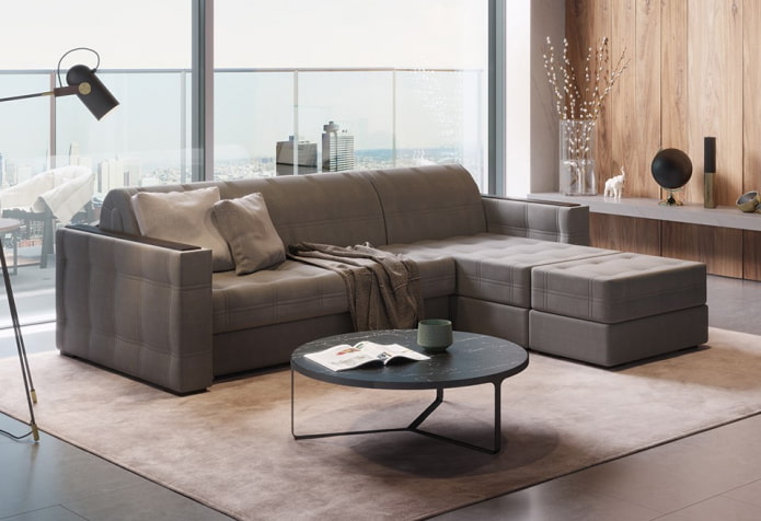folding sofa with ottoman in the interior