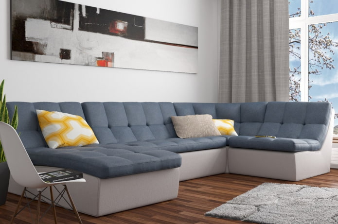 natitiklop na sofa sa modernong istilo