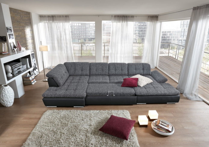 folding sofa with a soft back in the interior