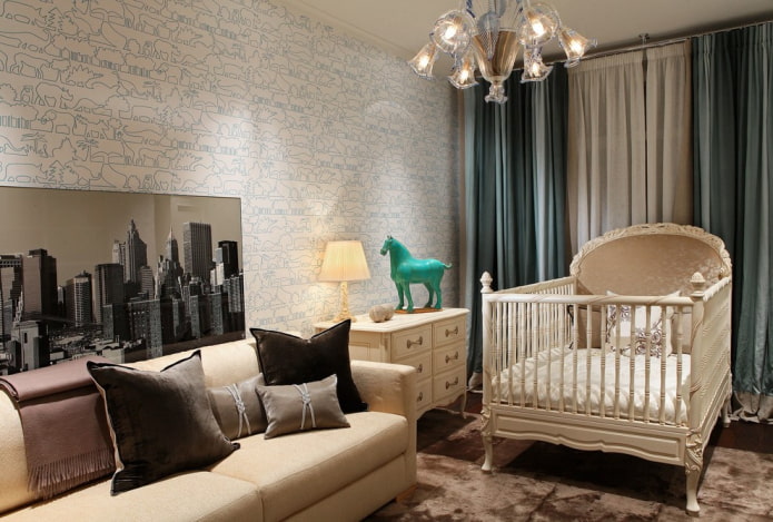 baby cot in the living room interior
