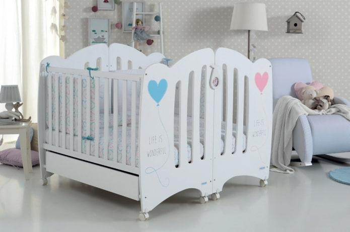 crib for twins in the interior