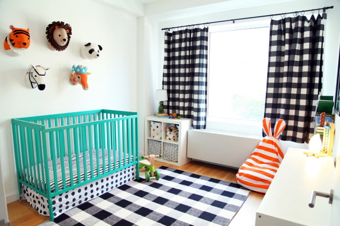 turquoise crib for baby in the interior