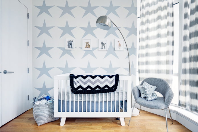 white cot for baby in the interior