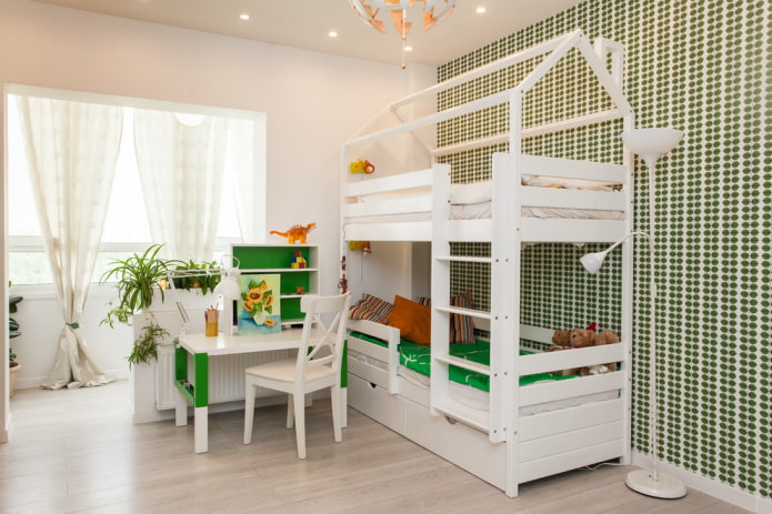 bunk white bed in the nursery