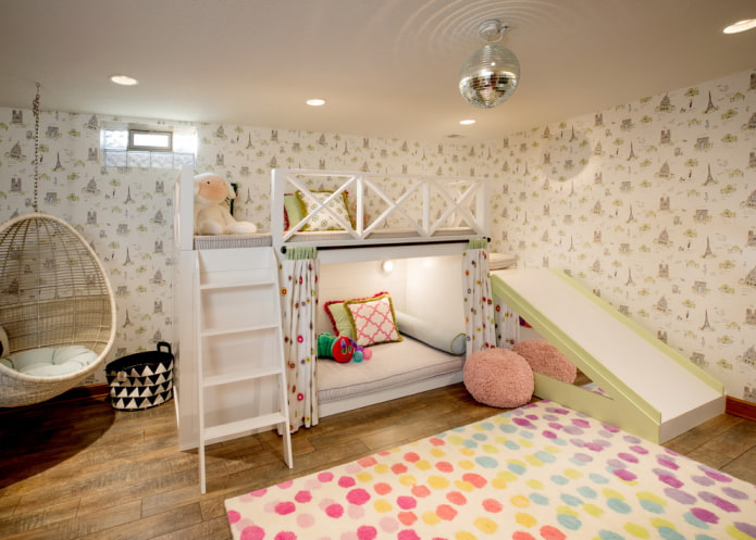 bunk model with slide in the nursery