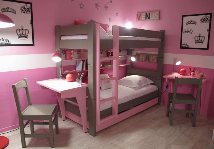 bunk model with a table in the nursery