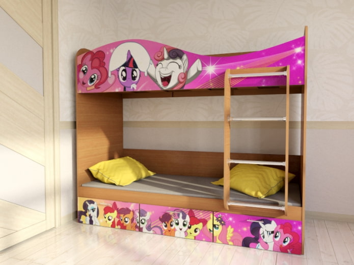 bunk model with drawings in the nursery