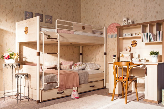 bunk model sa nursery sa istilo ng Provence