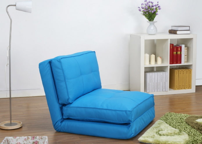 blue folding chair in the interior