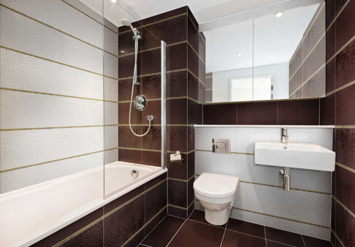 white and brown tiles in the bathroom