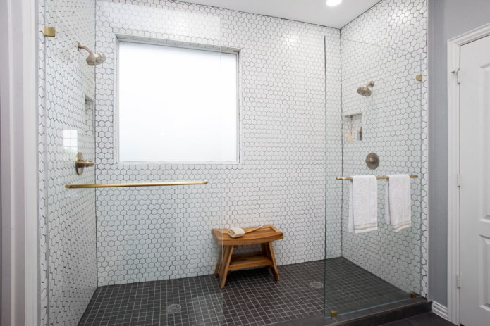 matte white tiles in the bathroom interior
