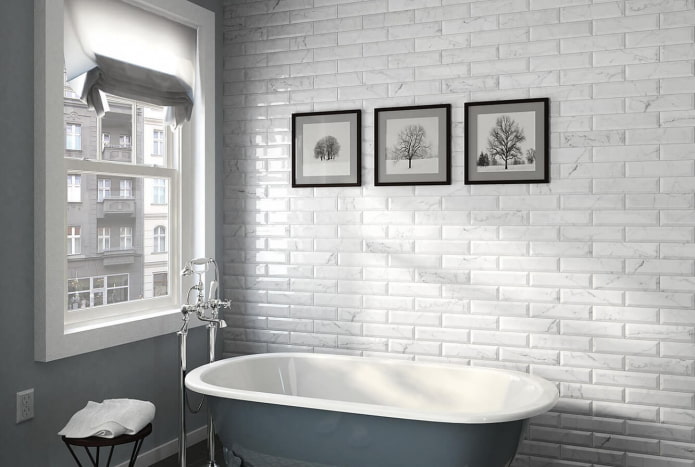 white tiles with staggered layout
