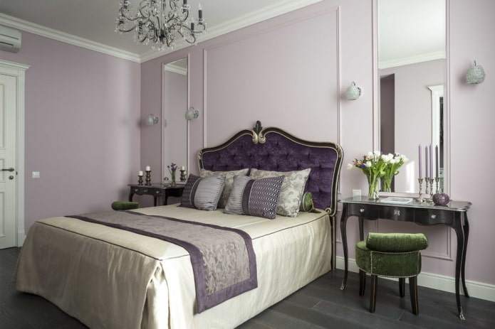 purple bed in the interior of the bedroom