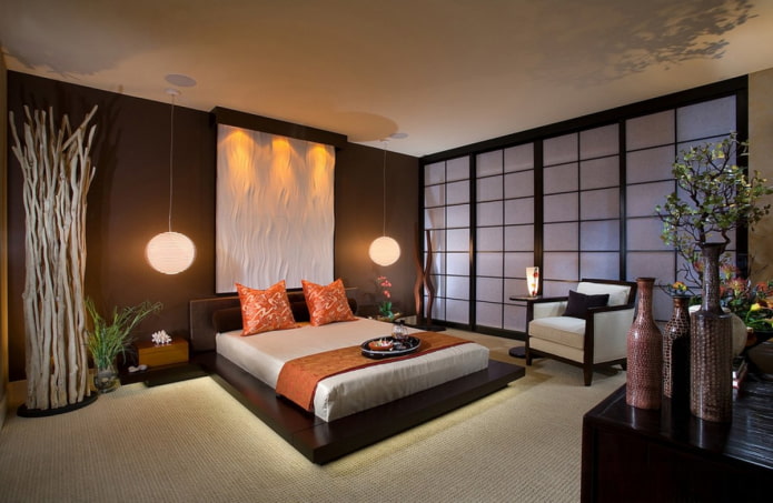 Bett im Innenraum im orientalischen Stil
