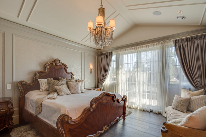 bed in the interior in a classic style