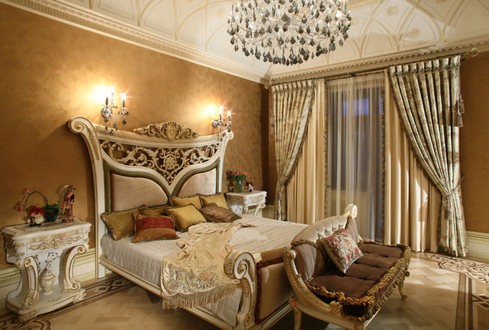 bed in a baroque interior