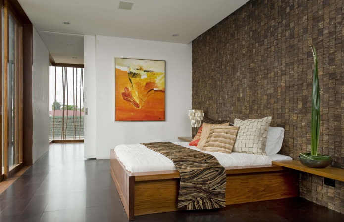 Kokos-Mosaikfliesen im Schlafzimmer