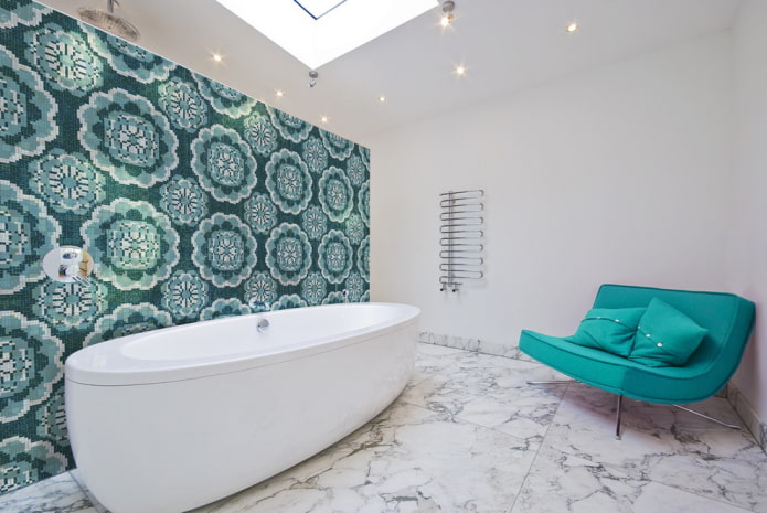 mosaic patterns and ornaments in the bathroom interior
