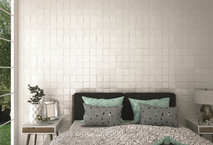 large mosaic tiles in the bedroom