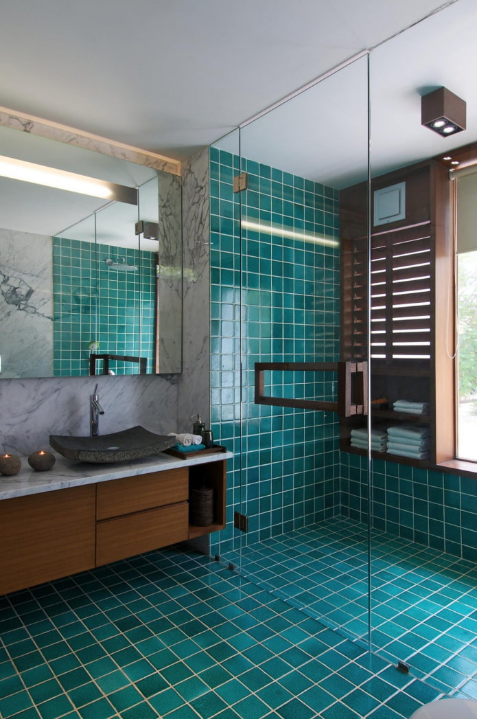 shower room without a tray made of tiles