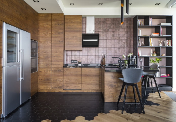 Bodenfliesen in der Küche im modernen Stil