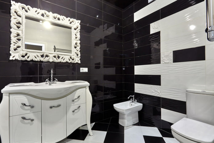 fekete-fehér fürdőszoba kivitel