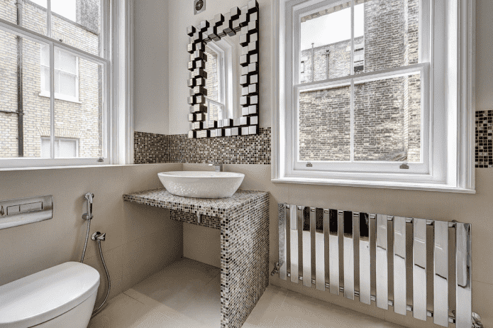 mosaic countertop in bathroom