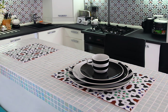 mosaic countertop in the kitchen