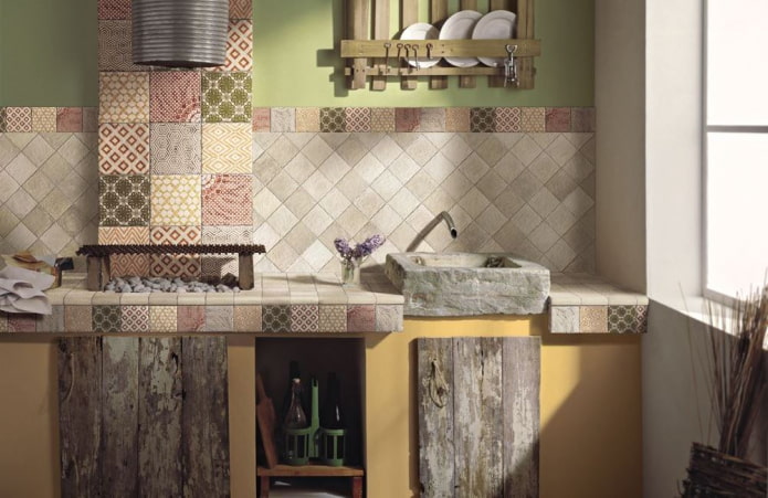 country tiled worktop