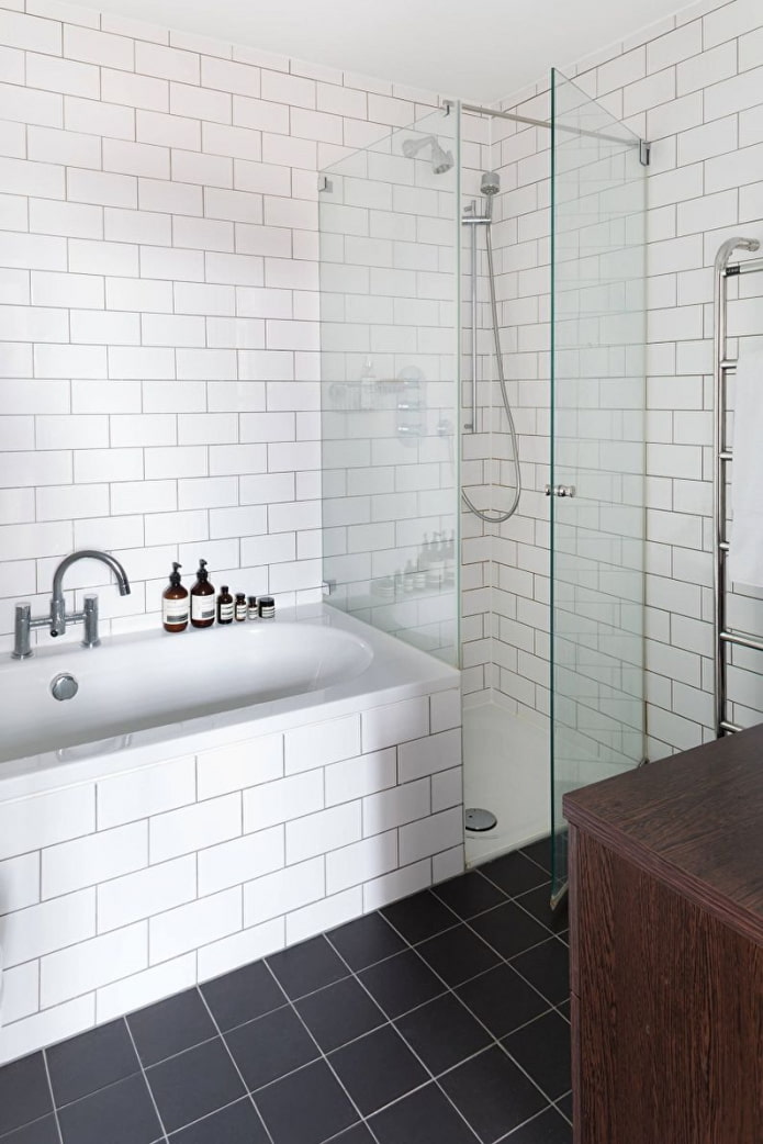 tiled layout in the bathroom interior
