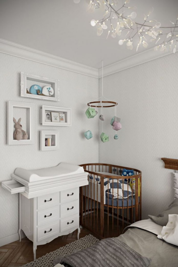 baby cot in the interior of the bedroom
