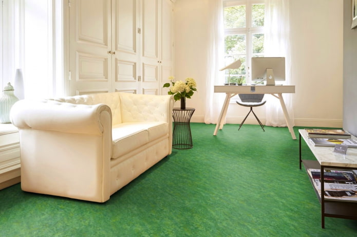 green linoleum in the interior