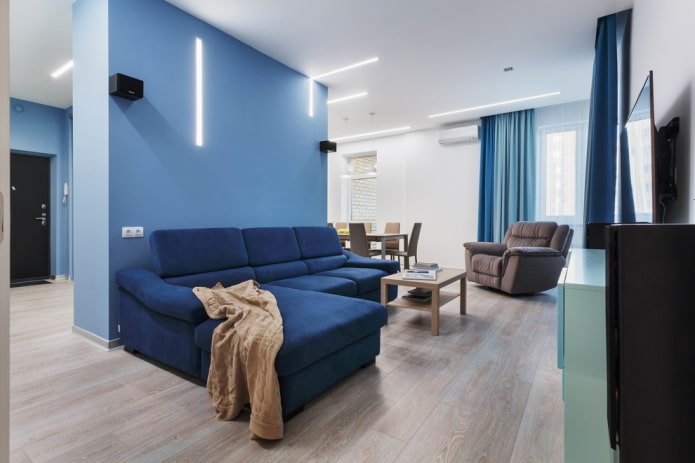 blue sofa in modern style
