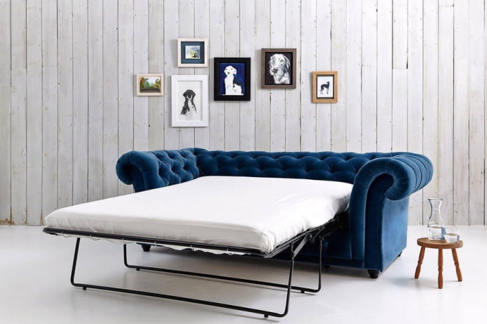 blue sofa bed in the interior
