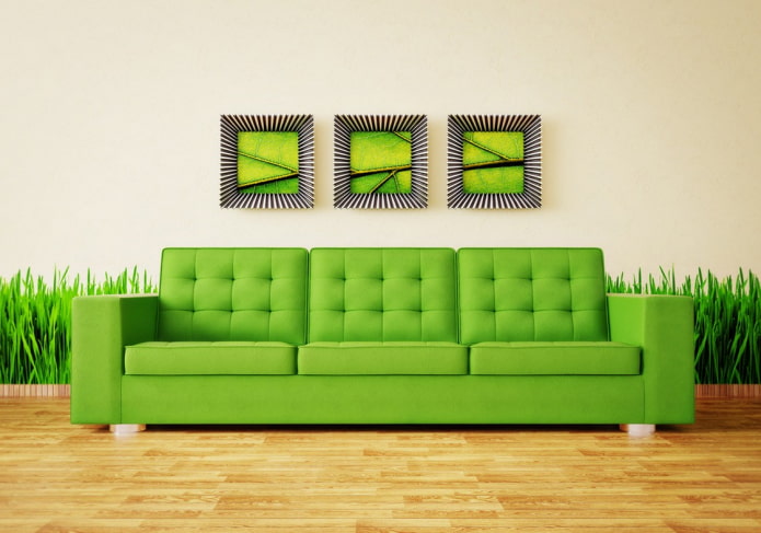 acid green sofa in the interior