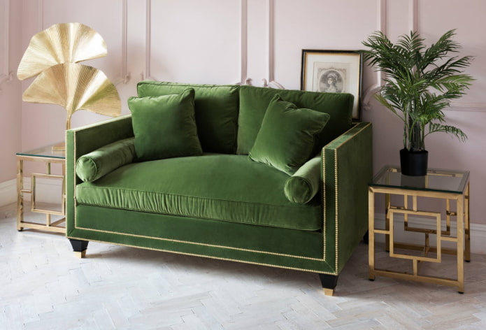 small green sofa in the interior
