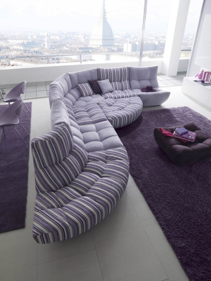 striped soft lilac sofa