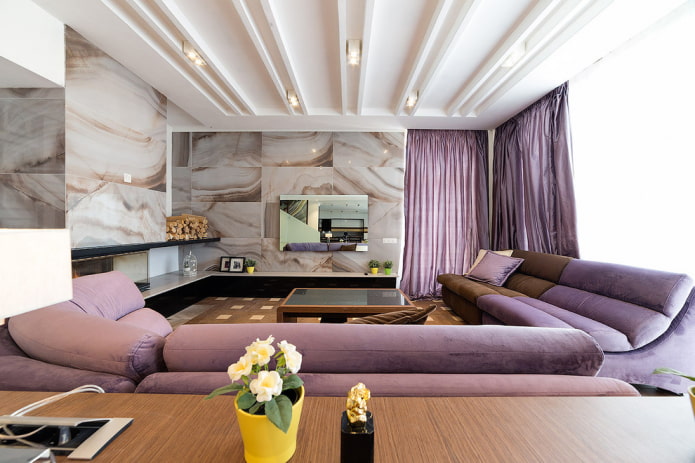 large lilac sofa