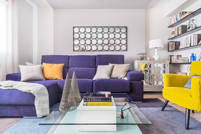 bright purple corner sofa in modern style